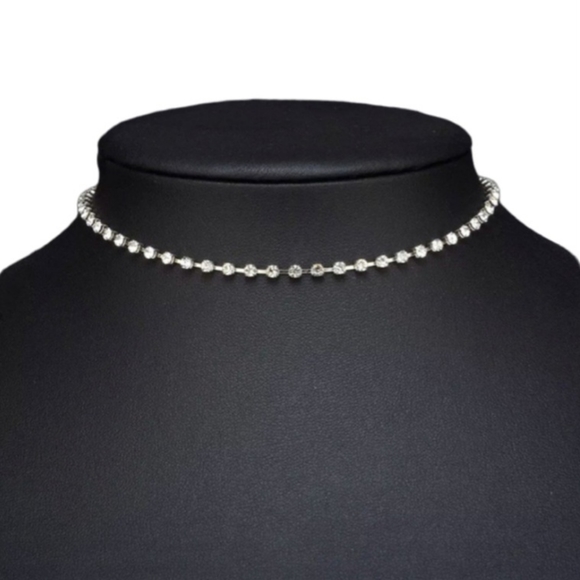 Rhinestone Choker Necklace Party Formal Casual Silver Gold - Picture 6 of 15